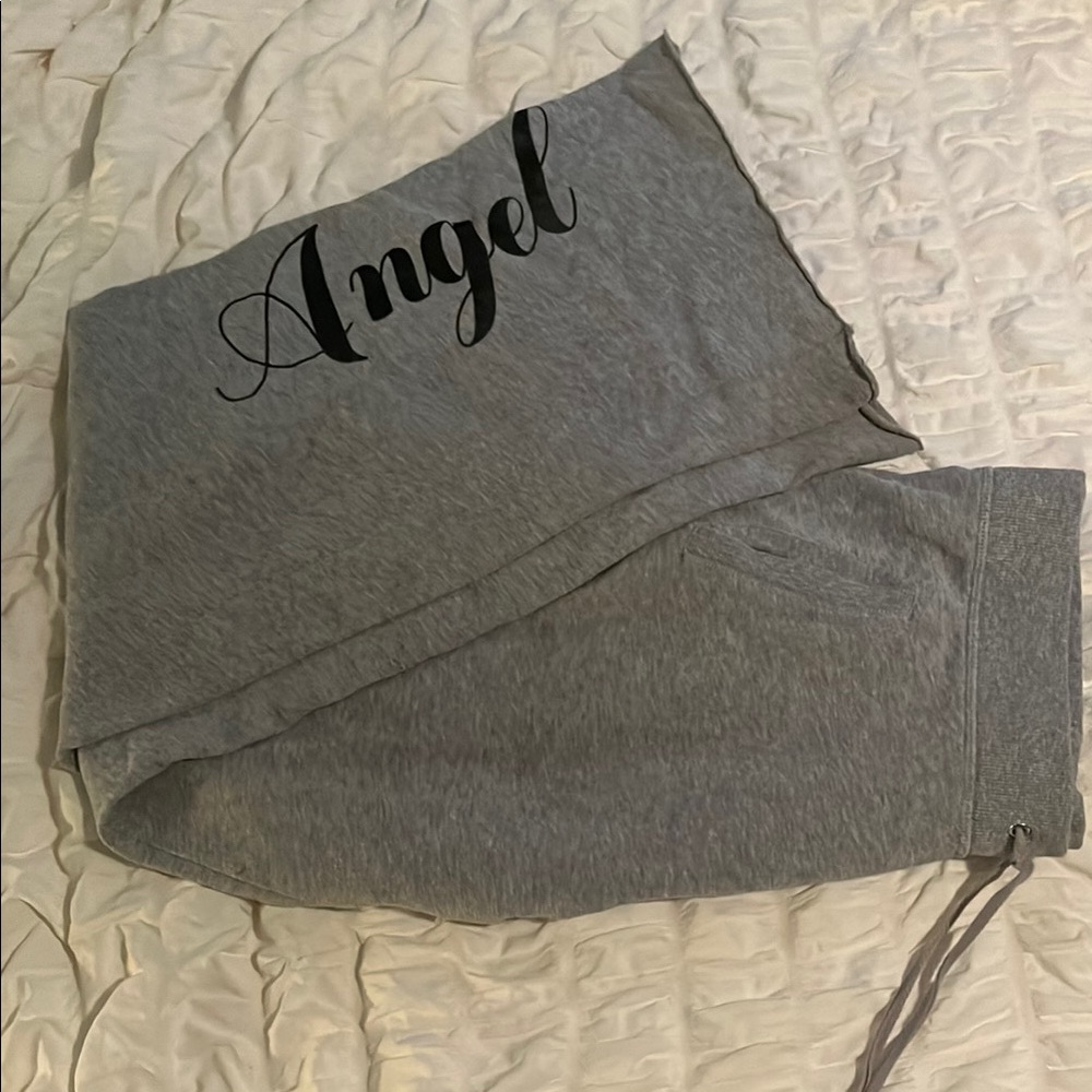 Gray Sweatpants with 'Angel' Print